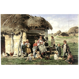 Набор магнитных карточек "Крестьянские дети " (Владимир Маковский) (для работы на классной доске)