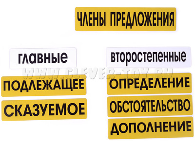Набор магнитных карточек "Члены предложения" (фон жёлтый)